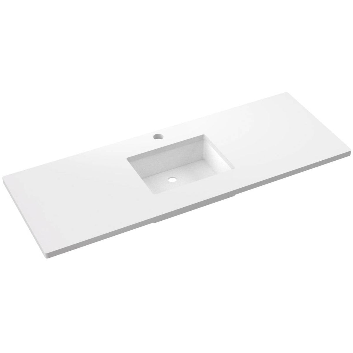 Vanderloc 61&quot; Silestone® Quartz Vanity Top Single Rectangle Centered Sink – White Zeus – Single Hole – Not Included