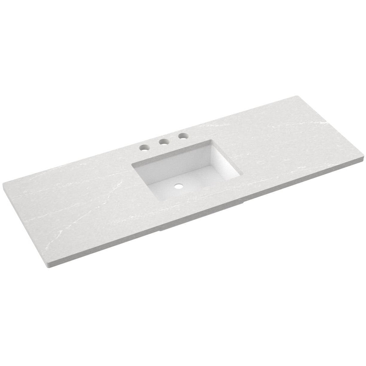 Vanderloc 61&quot; Silestone® Quartz Vanity Top Single Rectangle Centered Sink – Desert Silver – Widespread – Not Included