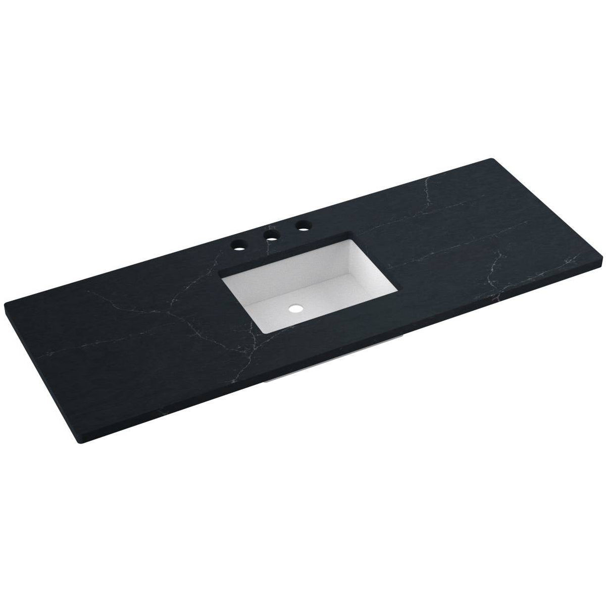 Vanderloc 61&quot; Silestone® Quartz Vanity Top Single Rectangle Centered Sink – Eternal Charcoal – Widespread – Not Included