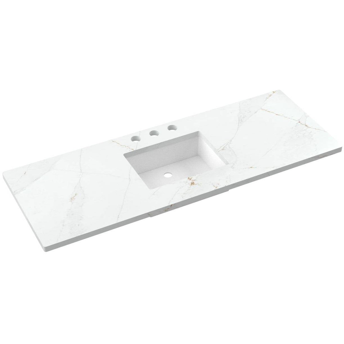 Vanderloc 61&quot; Silestone® Quartz Vanity Top Single Rectangle Centered Sink – Ethereal Glow – Widespread – Not Included