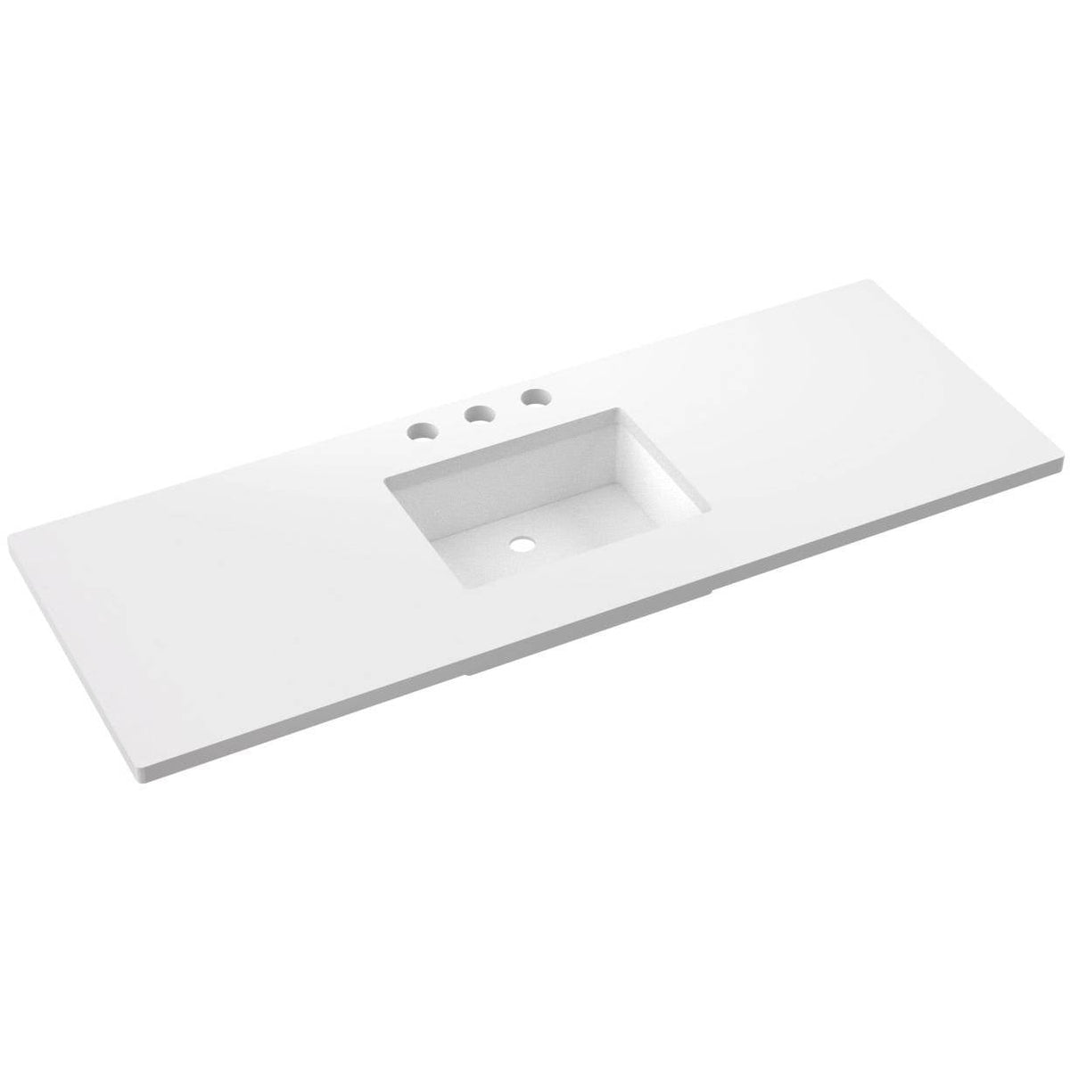 Vanderloc 61&quot; Silestone® Quartz Vanity Top Single Rectangle Centered Sink – White Zeus – Widespread – Not Included