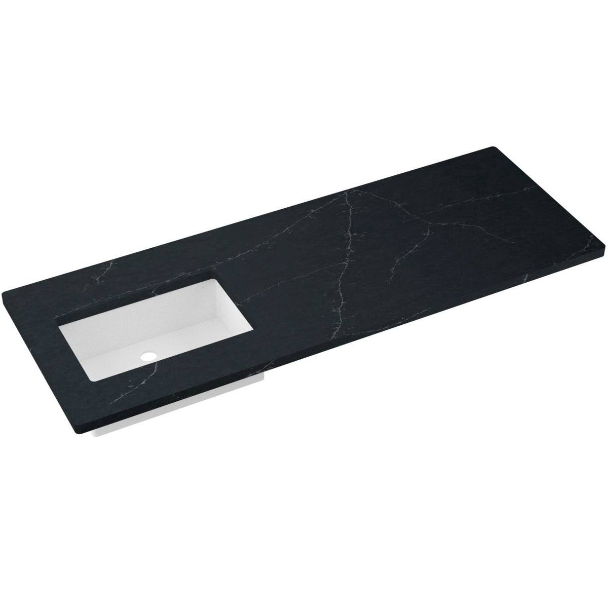 Vanderloc 61&quot; Silestone® Quartz Vanity Top Single Rectangle Left Offset Sink – Eternal Charcoal – No Hole – Not Included