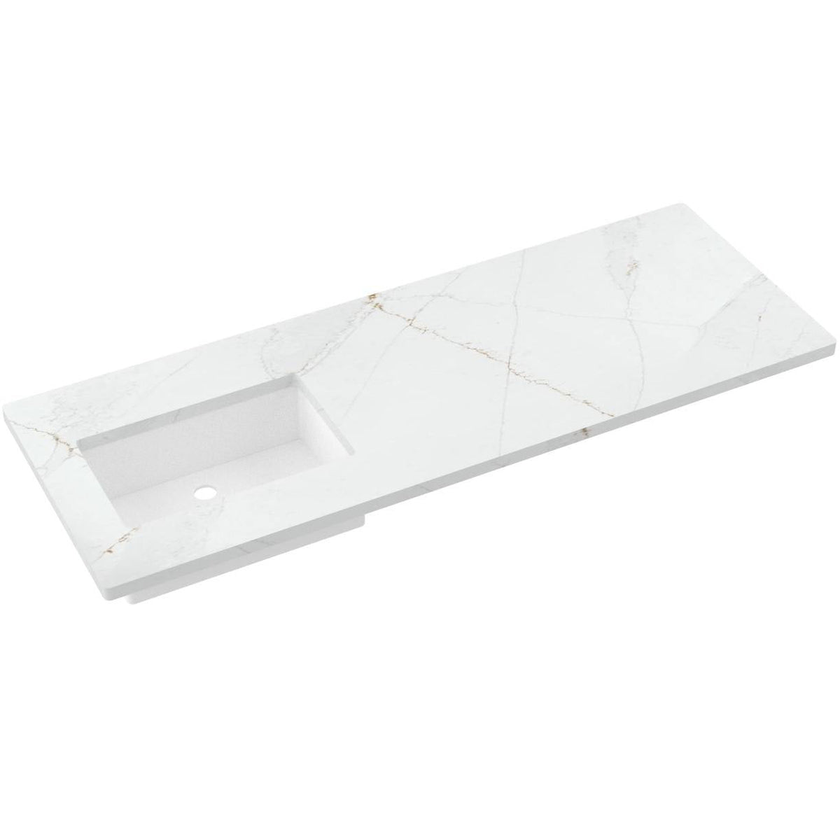 Vanderloc 61&quot; Silestone® Quartz Vanity Top Single Rectangle Left Offset Sink – Ethereal Glow – No Hole – Not Included