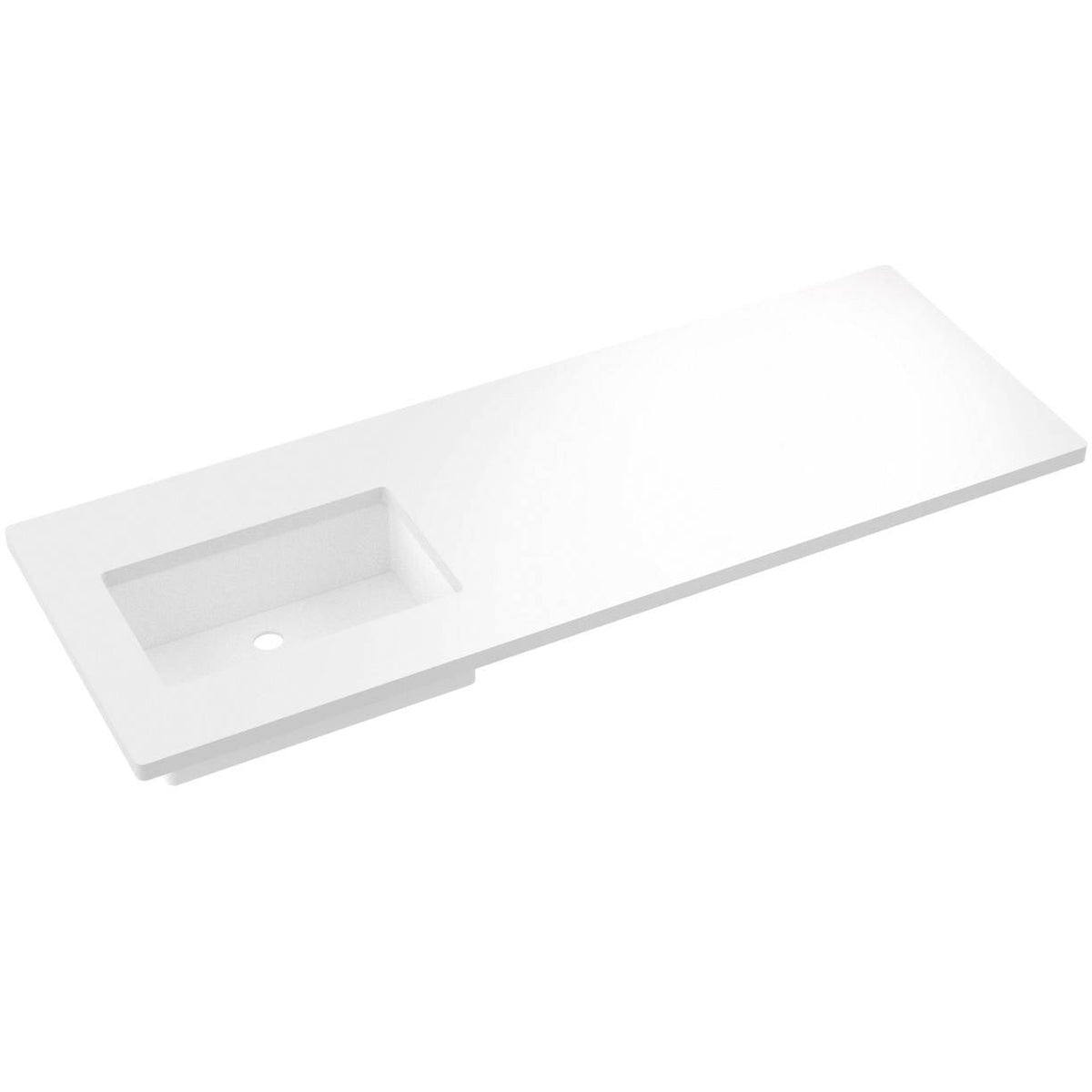 Vanderloc 61&quot; Silestone® Quartz Vanity Top Single Rectangle Left Offset Sink – White Zeus – No Hole – Not Included