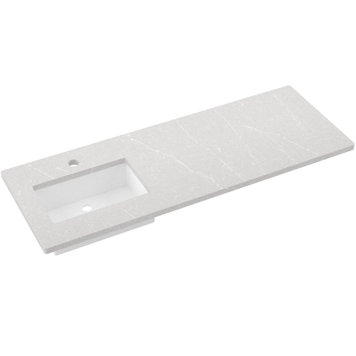 Vanderloc 61" Silestone® Quartz Vanity Top Single Rectangle Left Offset Sink – Desert Silver – Single Hole – Not Included