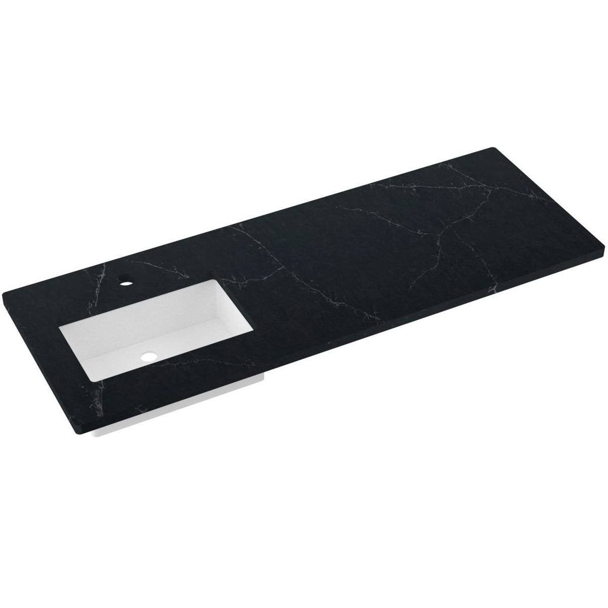 Vanderloc 61&quot; Silestone® Quartz Vanity Top Single Rectangle Left Offset Sink – Eternal Charcoal – Single Hole – Not Included