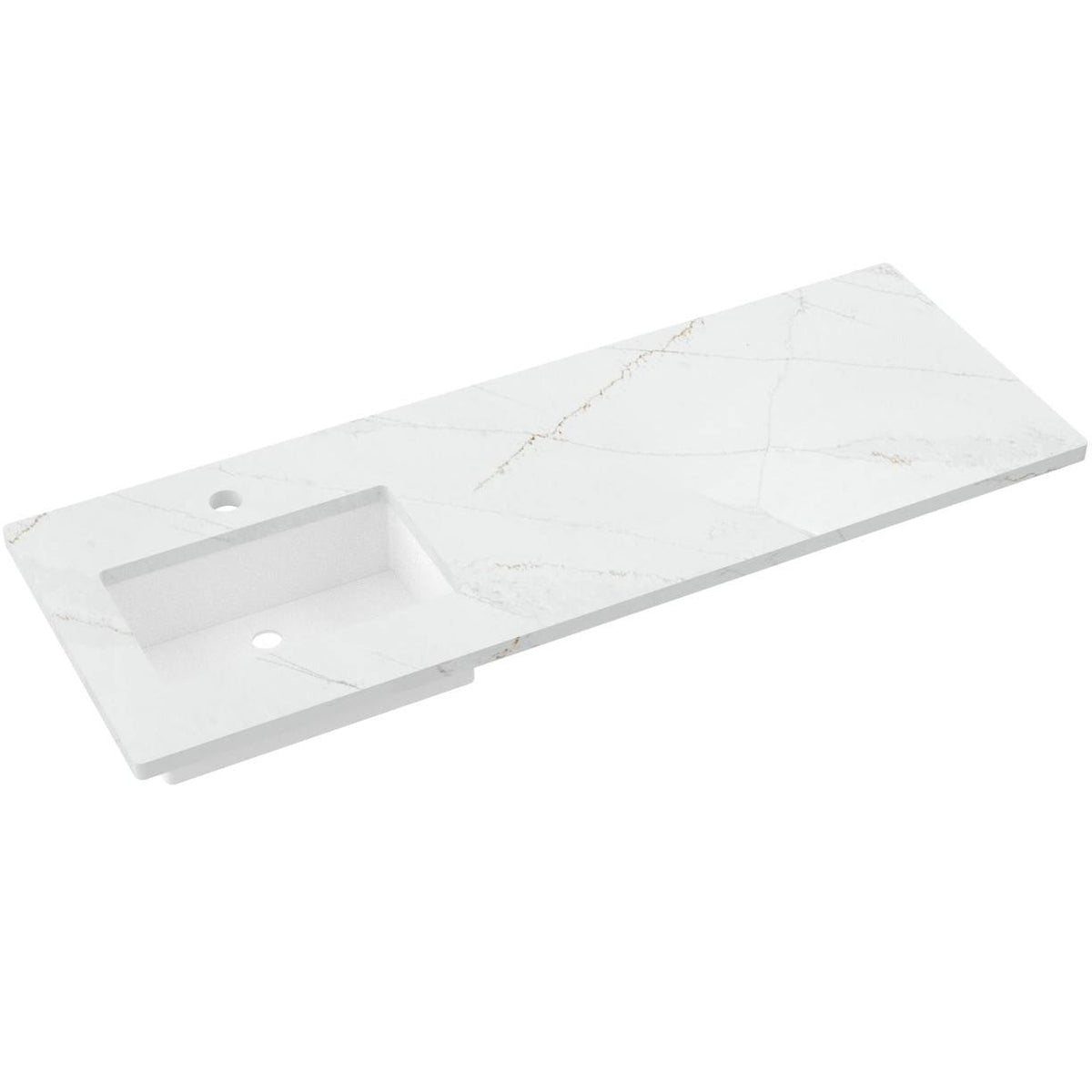 Vanderloc 61&quot; Silestone® Quartz Vanity Top Single Rectangle Left Offset Sink – Ethereal Glow – Single Hole – Not Included