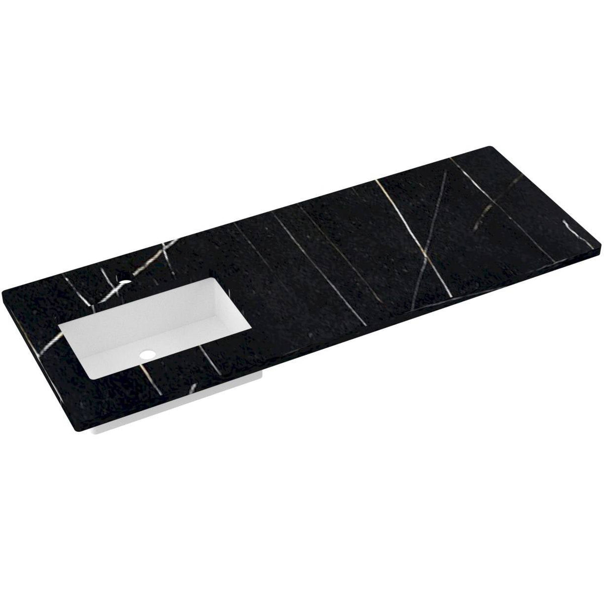 Vanderloc 61&quot; Silestone® Quartz Vanity Top Single Rectangle Left Offset Sink – Eternal Noir – Single Hole – Not Included