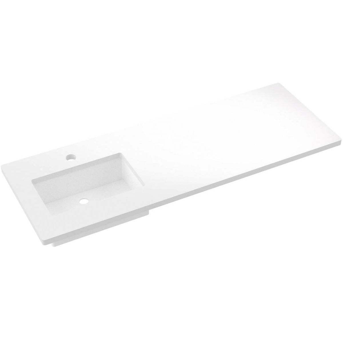 Vanderloc 61&quot; Silestone® Quartz Vanity Top Single Rectangle Left Offset Sink – White Zeus – Single Hole – Not Included