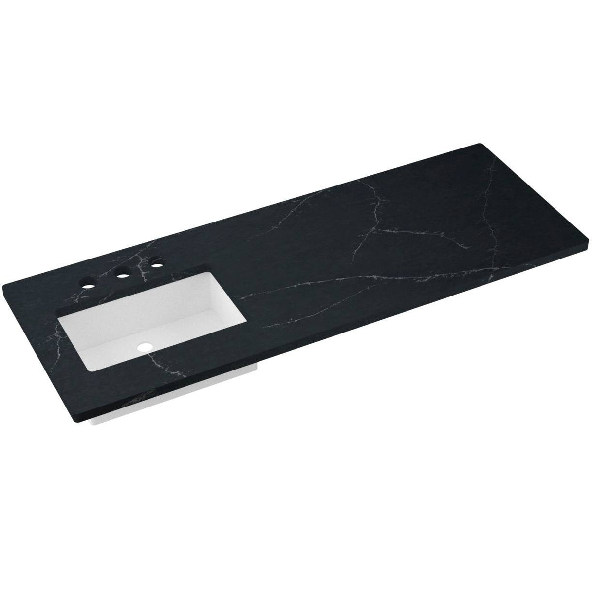 Vanderloc 61&quot; Silestone® Quartz Vanity Top Single Rectangle Left Offset Sink – Eternal Charcoal – Widespread – Not Included