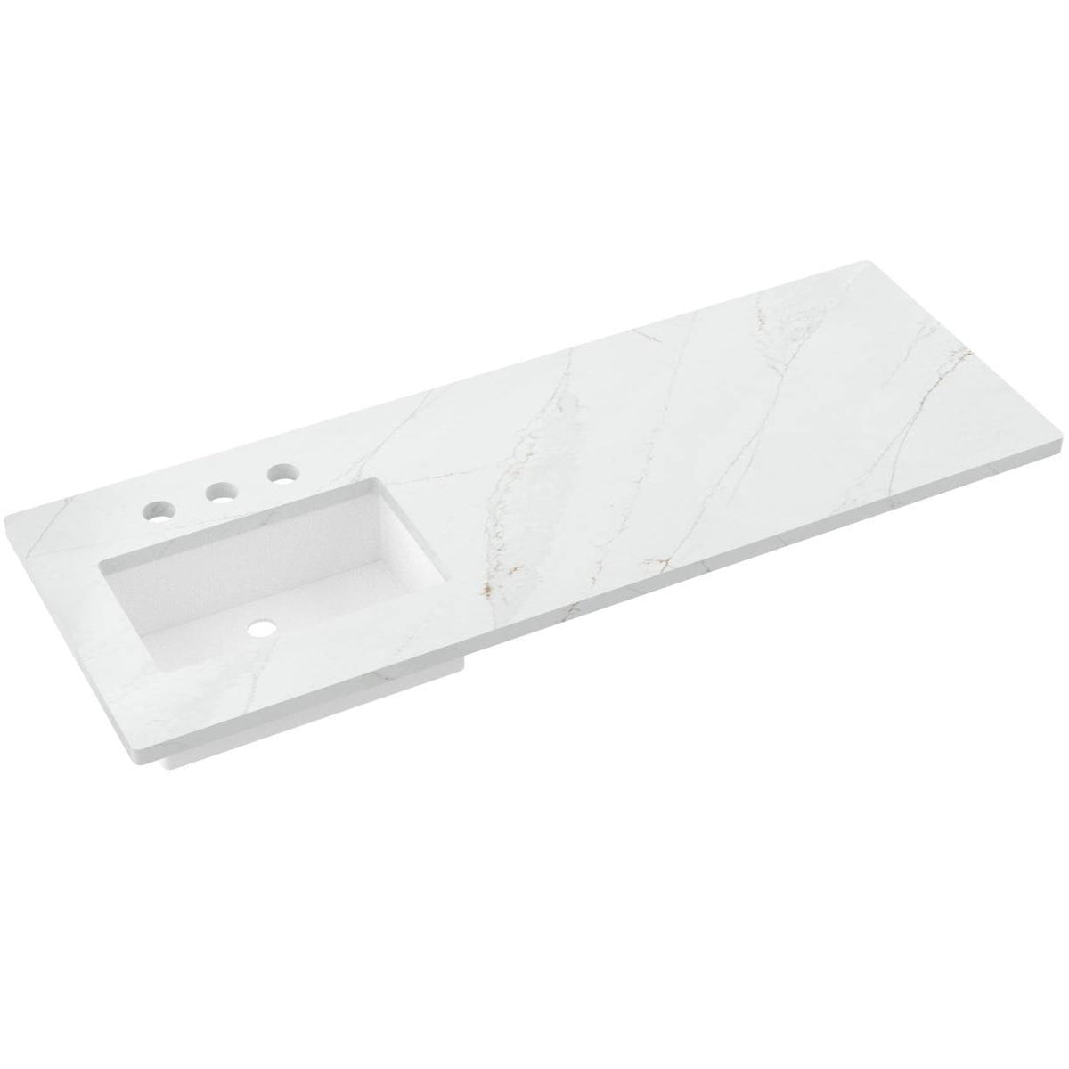 Vanderloc 61&quot; Silestone® Quartz Vanity Top Single Rectangle Left Offset Sink – Ethereal Glow – Widespread – Not Included