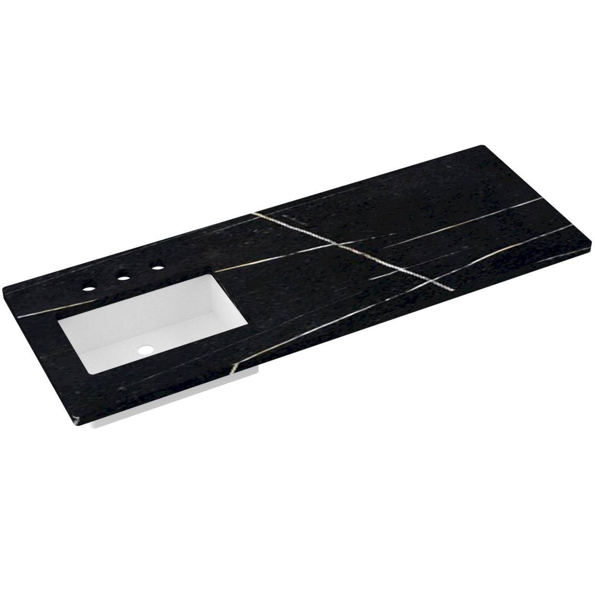 Vanderloc 61&quot; Silestone® Quartz Vanity Top Single Rectangle Left Offset Sink – Eternal Noir – Widespread – Not Included