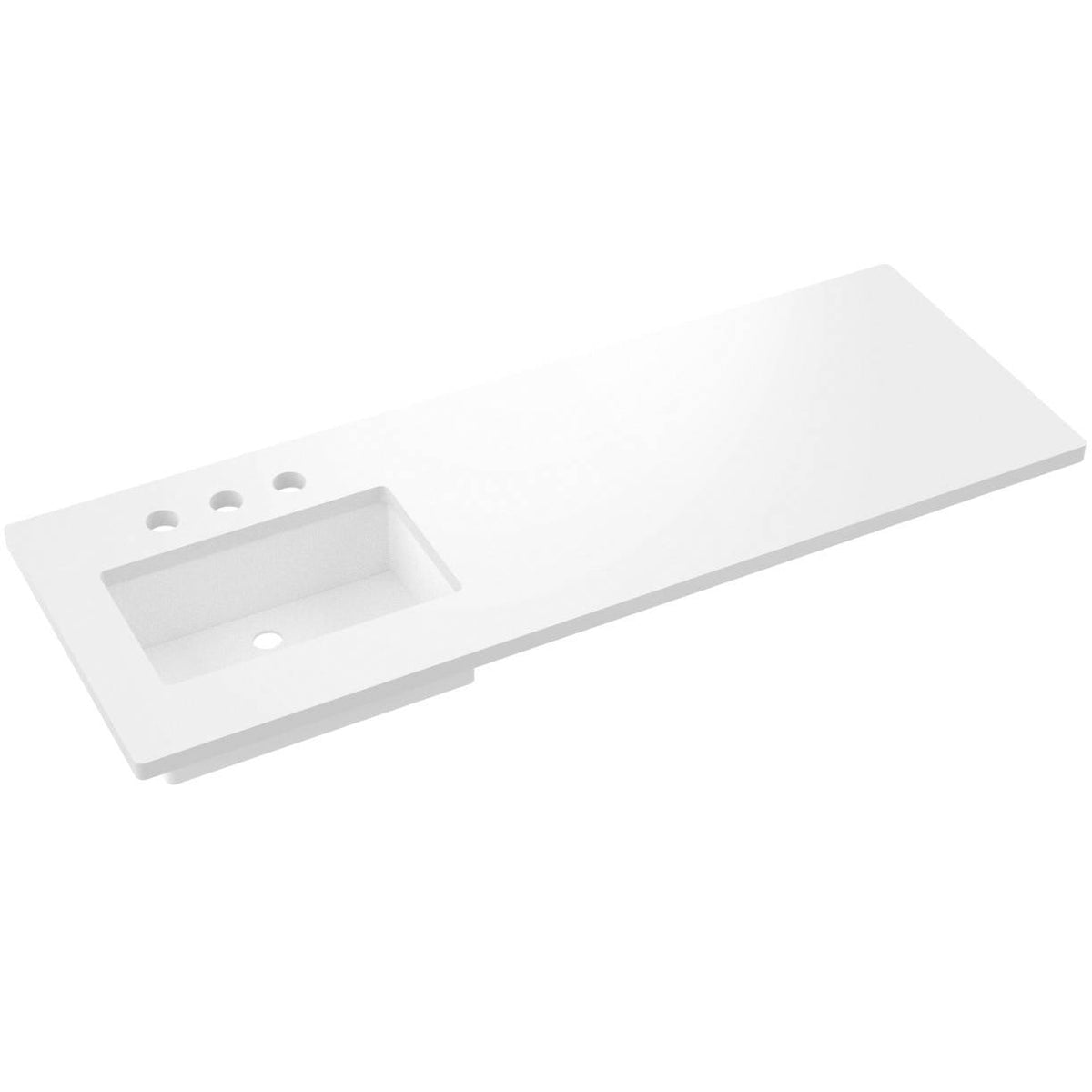 Vanderloc 61&quot; Silestone® Quartz Vanity Top Single Rectangle Left Offset Sink – White Zeus – Widespread – Not Included