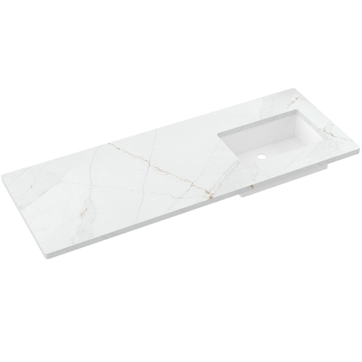 Vanderloc 61&quot; Silestone® Quartz Vanity Top Single Rectangle Right Offset Sink – Ethereal Glow – No Hole – Not Included