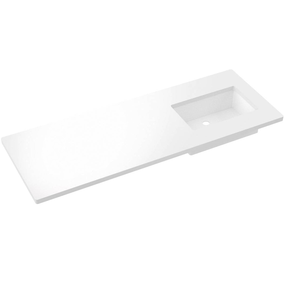 Vanderloc 61&quot; Silestone® Quartz Vanity Top Single Rectangle Right Offset Sink – White Zeus – No Hole – Not Included