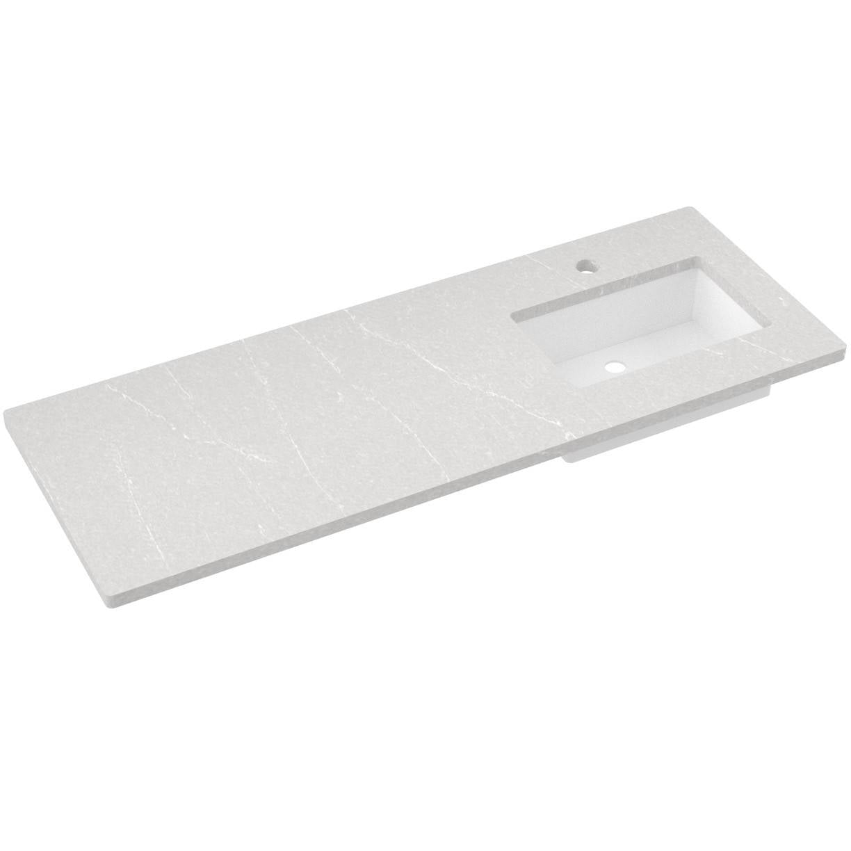 Vanderloc 61" Silestone® Quartz Vanity Top Single Rectangle Right Offset Sink – Desert Silver – Single Hole – Not Included