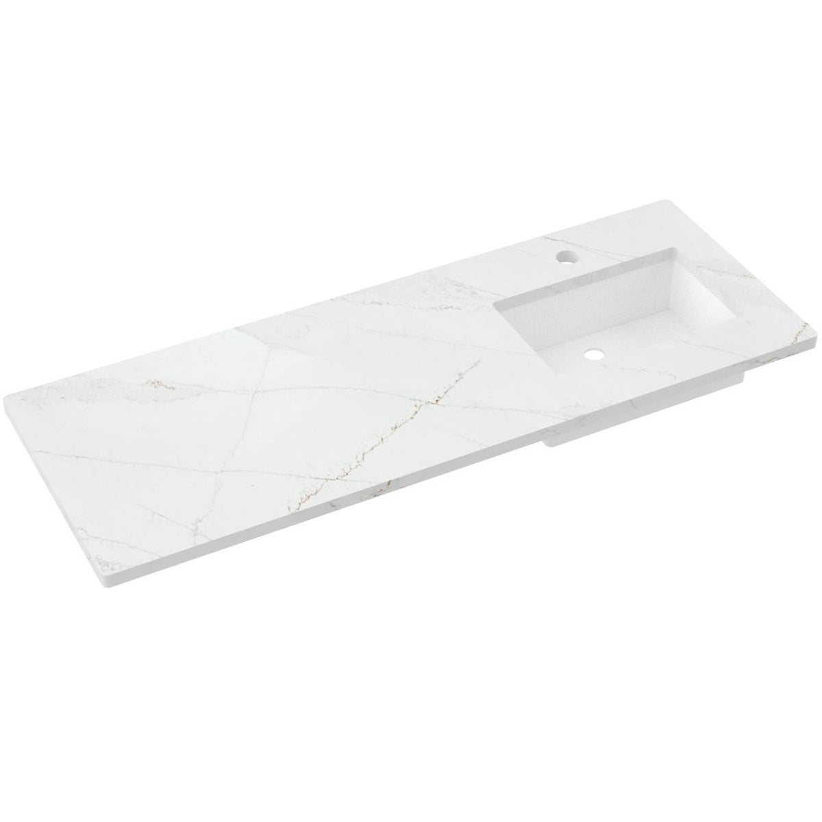 Vanderloc 61&quot; Silestone® Quartz Vanity Top Single Rectangle Right Offset Sink – Ethereal Glow – Single Hole – Not Included