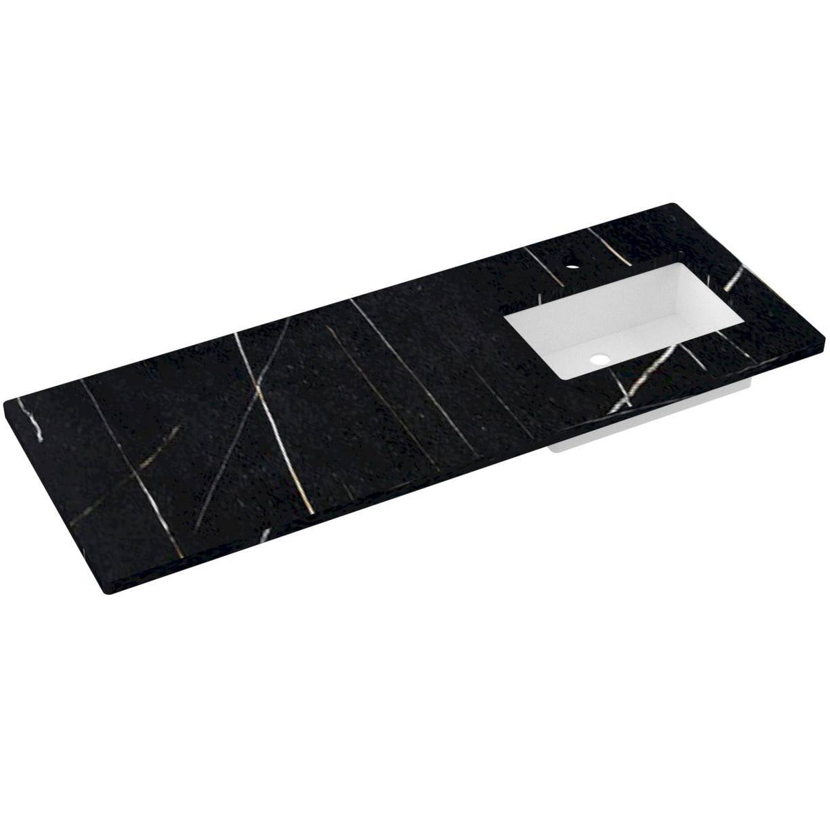 Vanderloc 61&quot; Silestone® Quartz Vanity Top Single Rectangle Right Offset Sink – Eternal Noir – Single Hole – Not Included