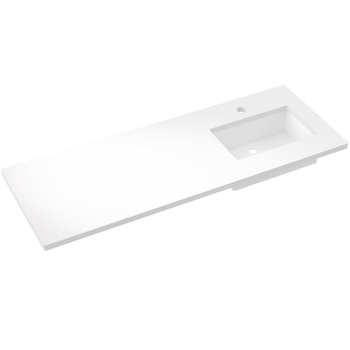 Vanderloc 61&quot; Silestone® Quartz Vanity Top Single Rectangle Right Offset Sink – White Zeus – Single Hole – Not Included