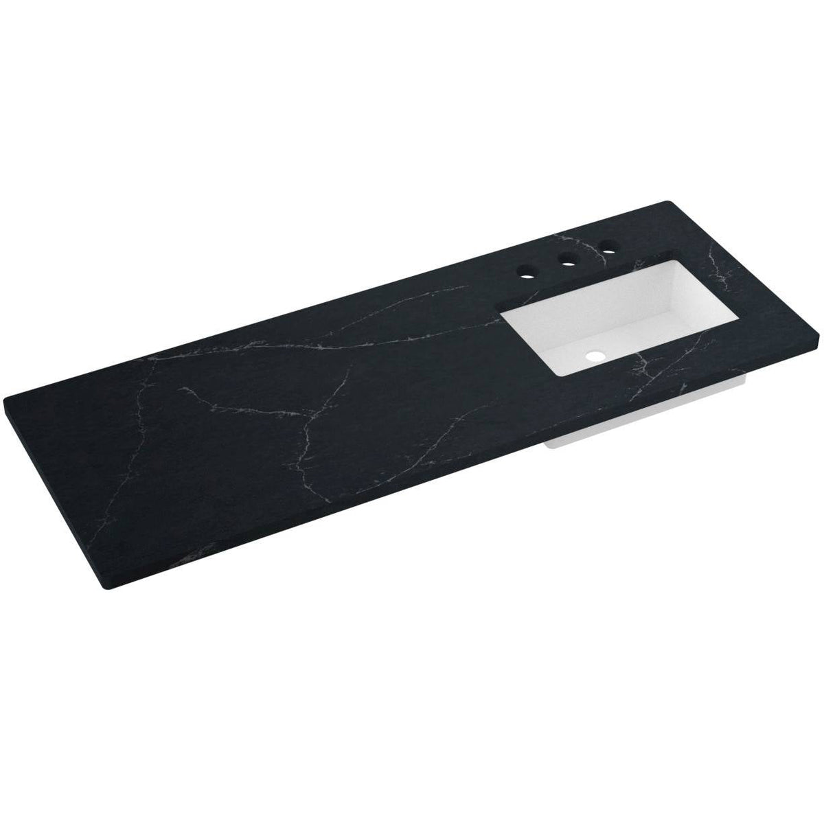 Vanderloc 61&quot; Silestone® Quartz Vanity Top Single Rectangle Right Offset Sink – Eternal Charcoal – Widespread – Not Included