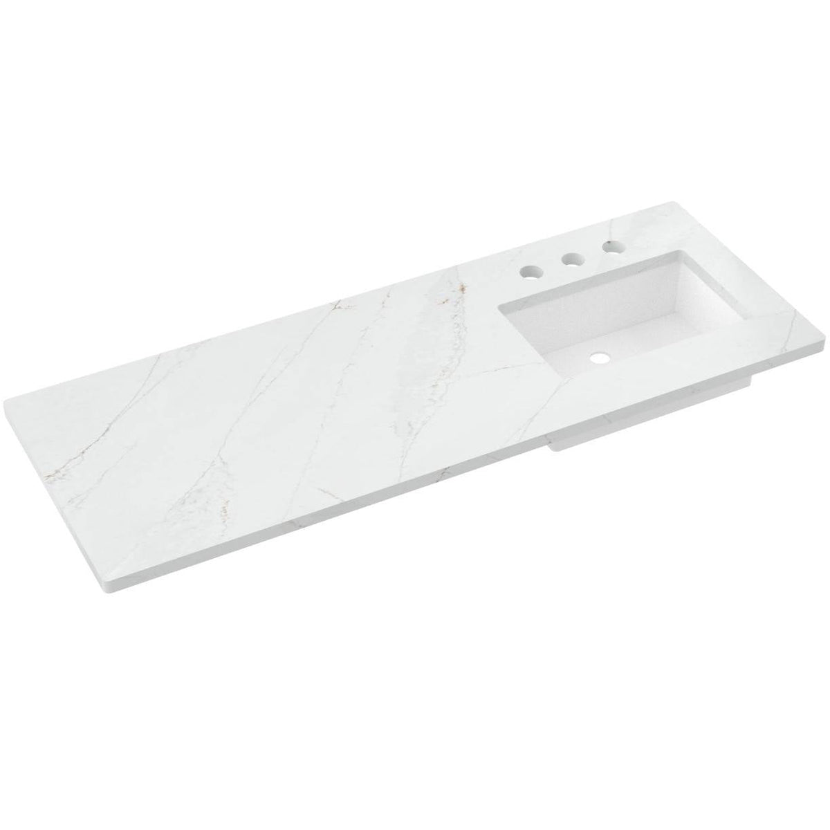 Vanderloc 61&quot; Silestone® Quartz Vanity Top Single Rectangle Right Offset Sink – Ethereal Glow – Widespread – Not Included