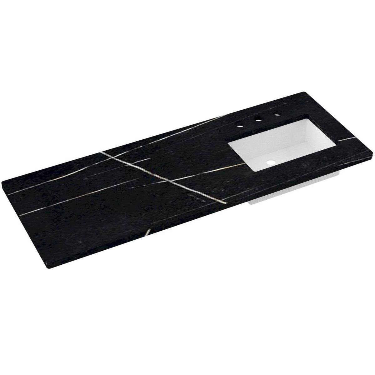 Vanderloc 61&quot; Silestone® Quartz Vanity Top Single Rectangle Right Offset Sink – Eternal Noir – Widespread – Not Included