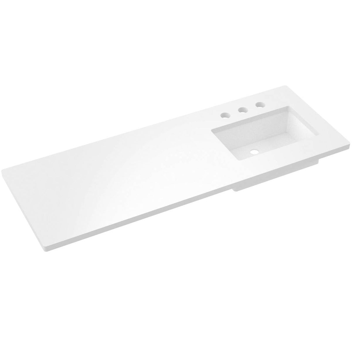 Vanderloc 61&quot; Silestone® Quartz Vanity Top Single Rectangle Right Offset Sink – White Zeus – Widespread – Not Included
