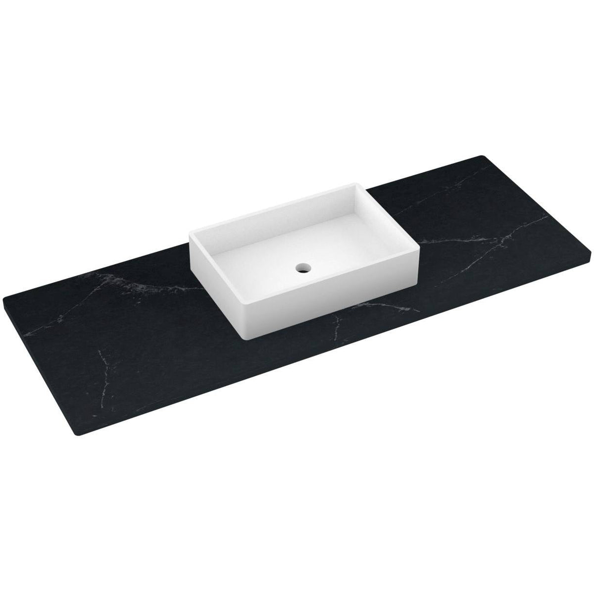 Vanderloc 61&quot; Silestone® Quartz Vanity Top Single Vigo Centered Sink – Eternal Charcoal – No Hole – Not Included