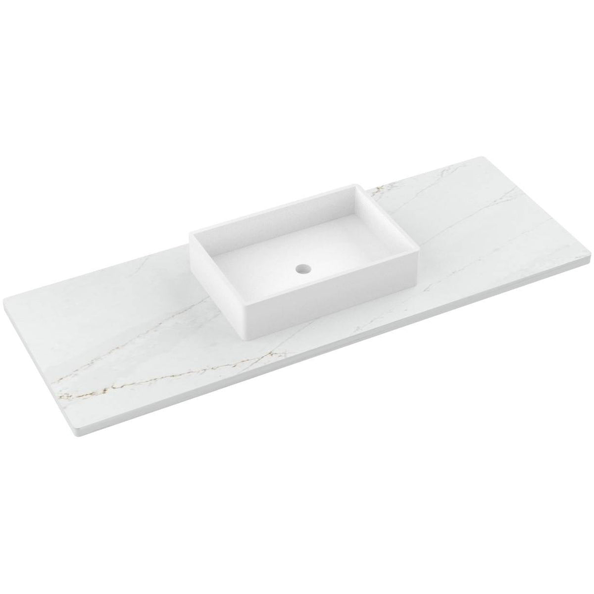 Vanderloc 61&quot; Silestone® Quartz Vanity Top Single Vigo Centered Sink – Ethereal Glow – No Hole – Not Included