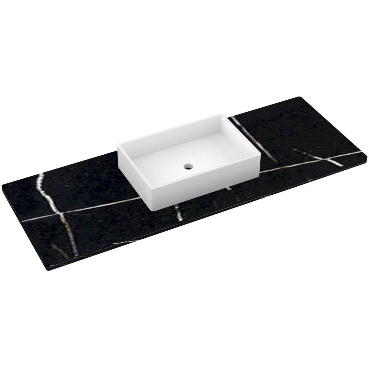 Vanderloc 61&quot; Silestone® Quartz Vanity Top Single Vigo Centered Sink – Eternal Noir – No Hole – Not Included