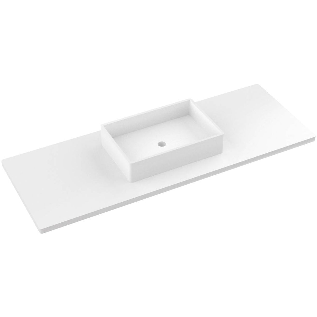 Vanderloc 61&quot; Silestone® Quartz Vanity Top Single Vigo Centered Sink – White Zeus – No Hole – Not Included