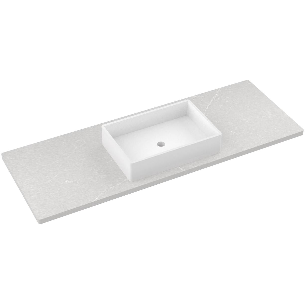 Vanderloc 61" Silestone® Quartz Vanity Top Single Vigo Centered Sink – Desert Silver – Single Hole – Not Included