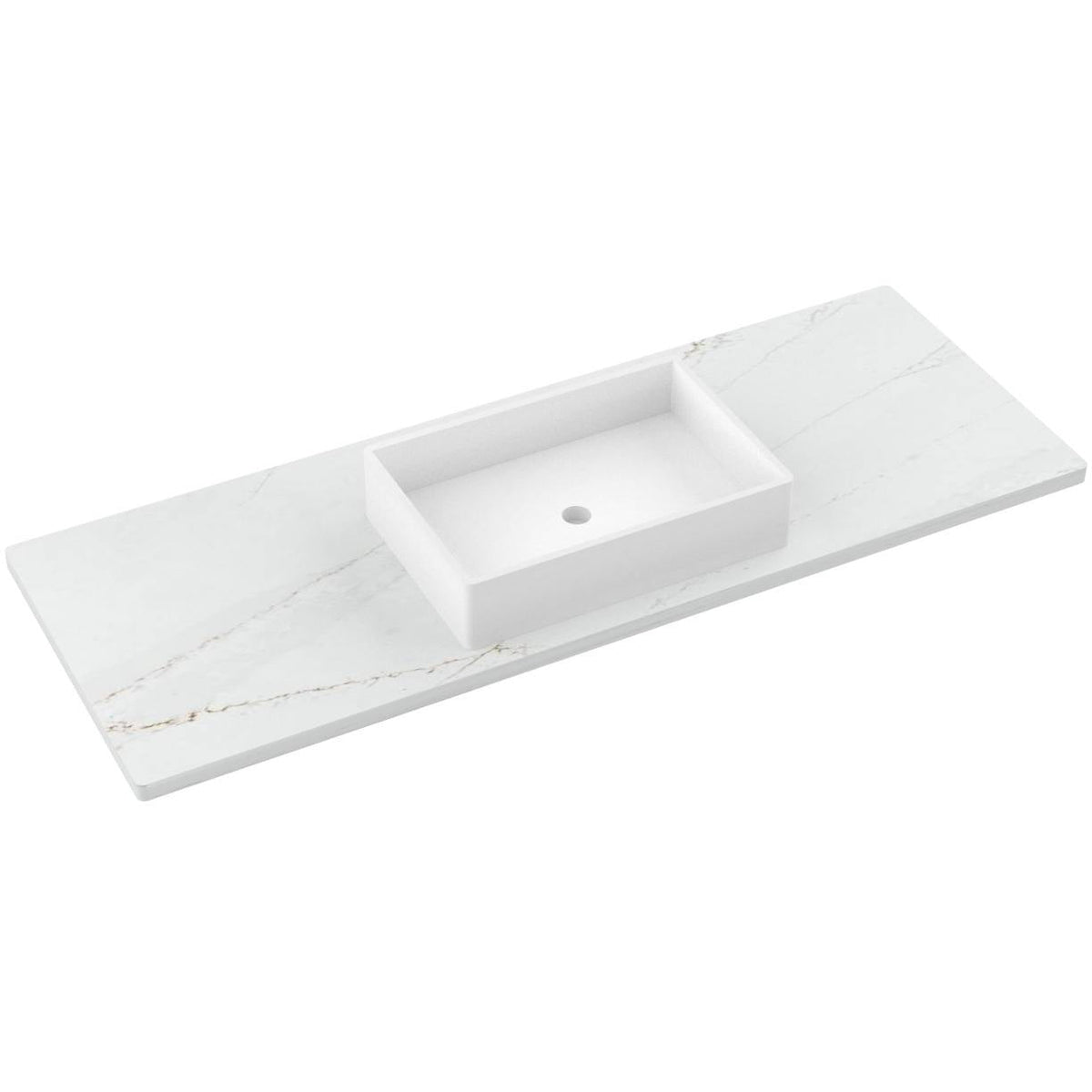Vanderloc 61&quot; Silestone® Quartz Vanity Top Single Vigo Centered Sink – Ethereal Glow – Single Hole – Not Included