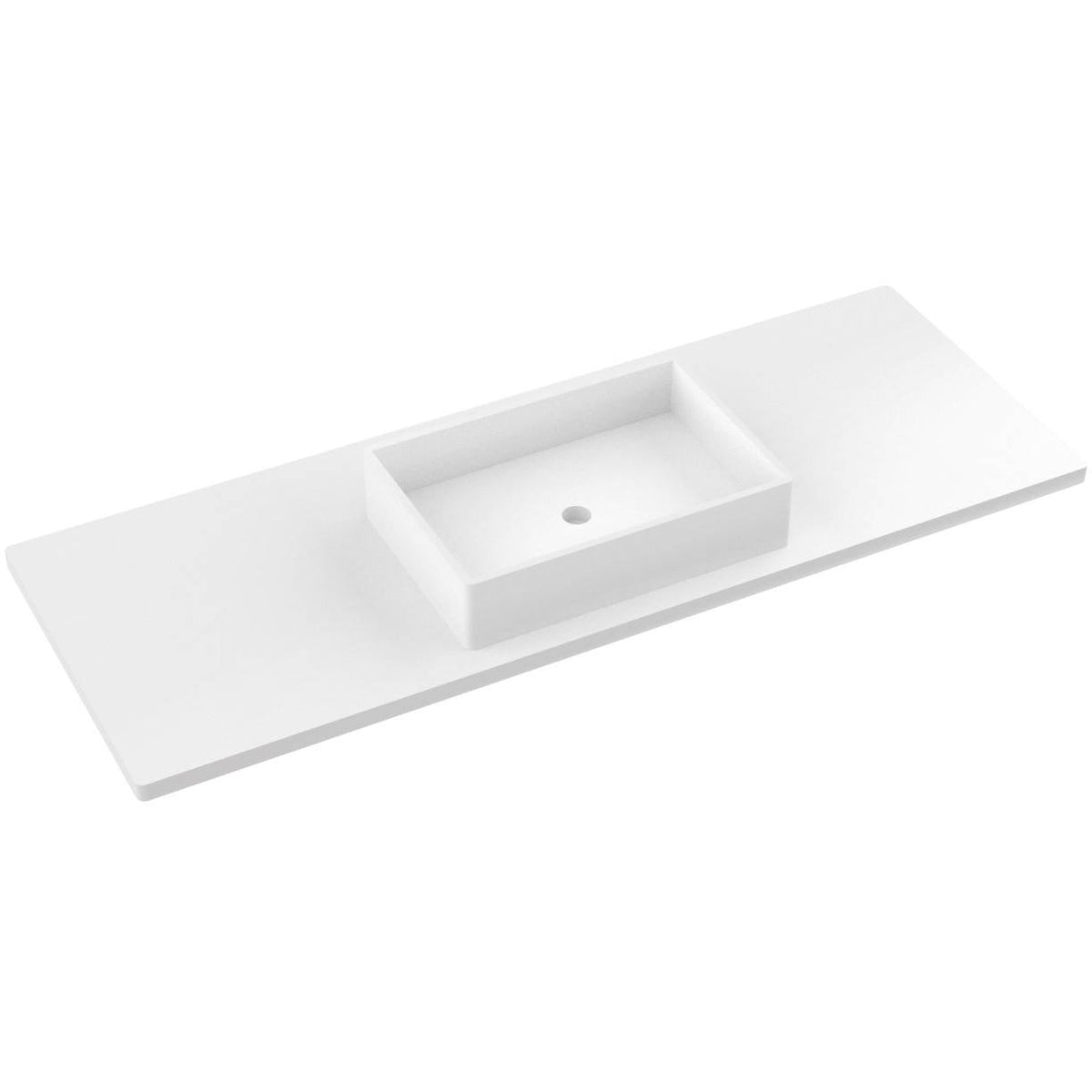 Vanderloc 61&quot; Silestone® Quartz Vanity Top Single Vigo Centered Sink – White Zeus – Single Hole – Not Included