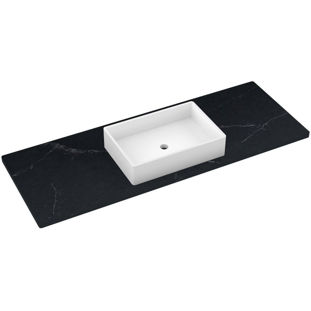 Vanderloc 61&quot; Silestone® Quartz Vanity Top Single Vigo Centered Sink – Eternal Charcoal – Widespread – Not Included