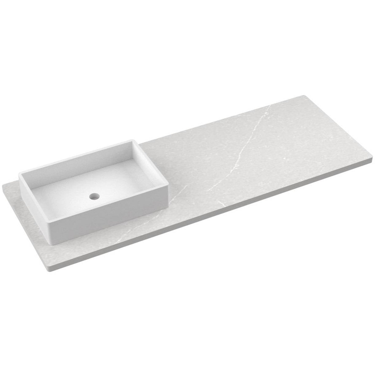 Vanderloc 61&quot; Silestone® Quartz Vanity Top Single Vigo Left Offset Sink – Desert Silver – No Hole – Not Included