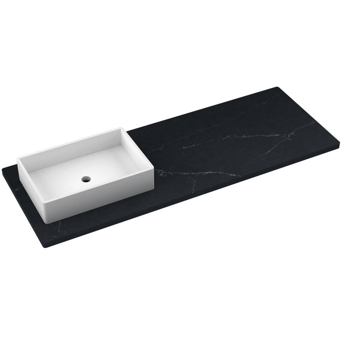 Vanderloc 61&quot; Silestone® Quartz Vanity Top Single Vigo Left Offset Sink – Eternal Charcoal – No Hole – Not Included