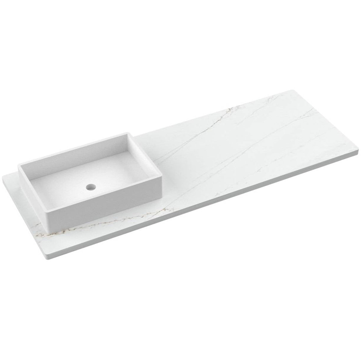 Vanderloc 61&quot; Silestone® Quartz Vanity Top Single Vigo Left Offset Sink – Ethereal Glow – No Hole – Not Included