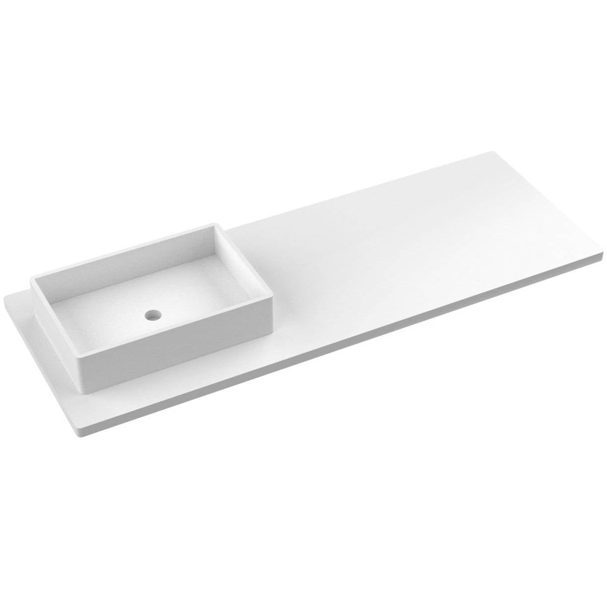 Vanderloc 61&quot; Silestone® Quartz Vanity Top Single Vigo Left Offset Sink – White Zeus – No Hole – Not Included