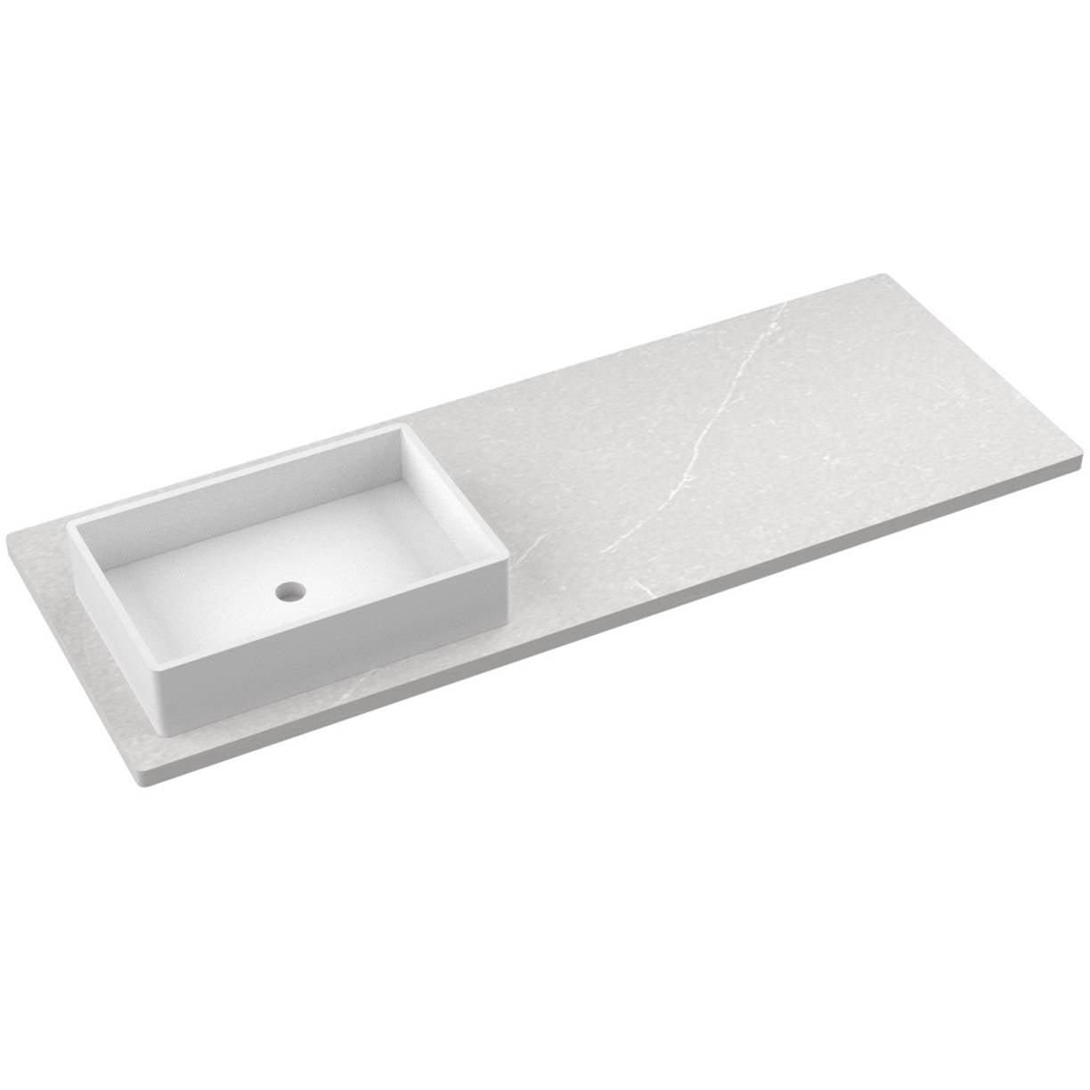 Vanderloc 61" Silestone® Quartz Vanity Top Single Vigo Left Offset Sink – Desert Silver – Single Hole – Not Included