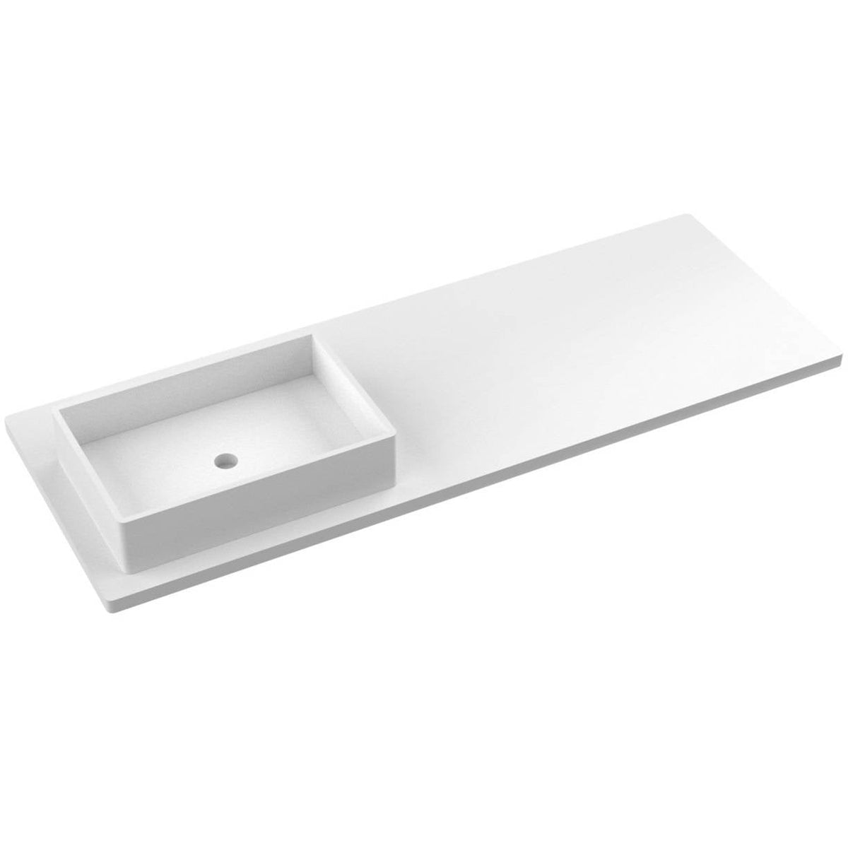 Vanderloc 61&quot; Silestone® Quartz Vanity Top Single Vigo Left Offset Sink – White Zeus – Single Hole – Not Included
