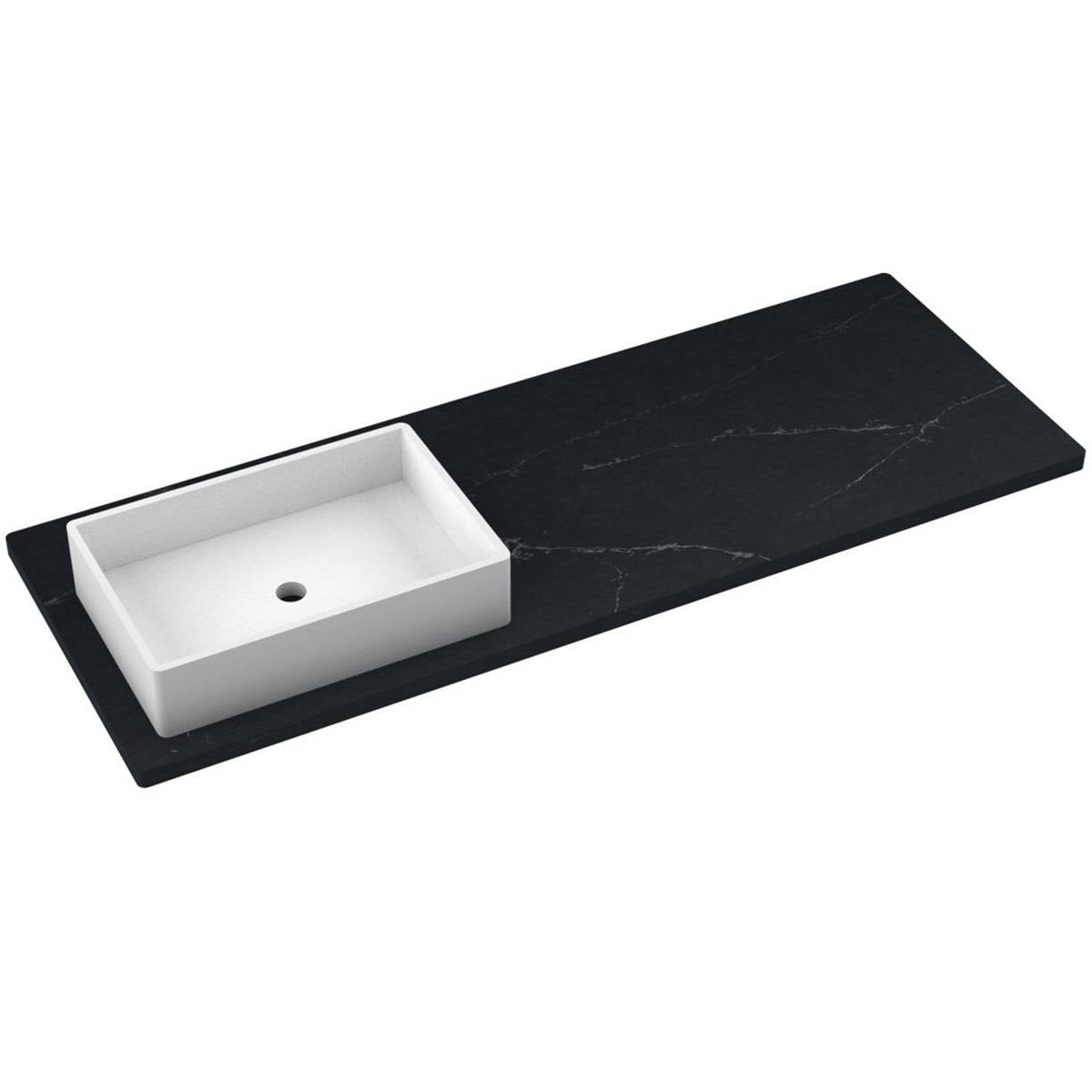 Vanderloc 61&quot; Silestone® Quartz Vanity Top Single Vigo Left Offset Sink – Eternal Charcoal – Widespread – Not Included
