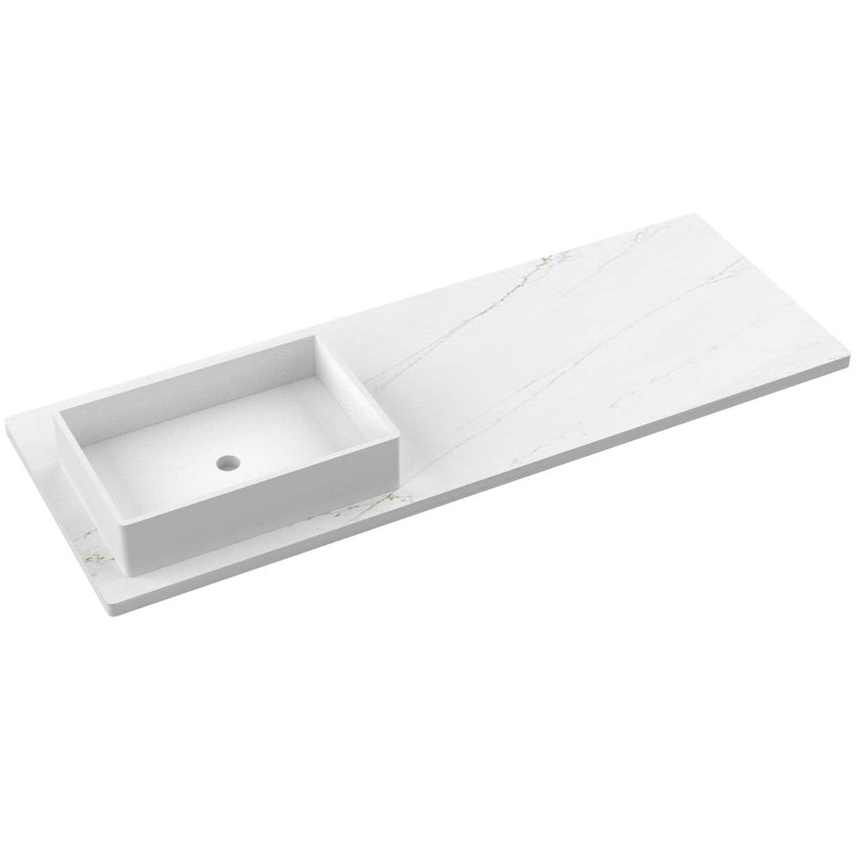 Vanderloc 61&quot; Silestone® Quartz Vanity Top Single Vigo Left Offset Sink – Ethereal Glow – Widespread – Not Included