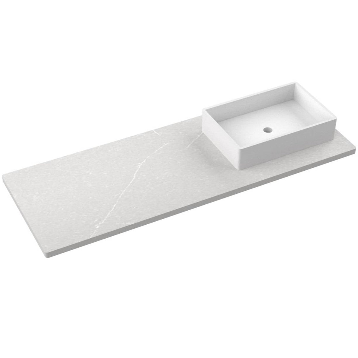Vanderloc 61&quot; Silestone® Quartz Vanity Top Single Vigo Right Offset Sink – Desert Silver – No Hole – Not Included