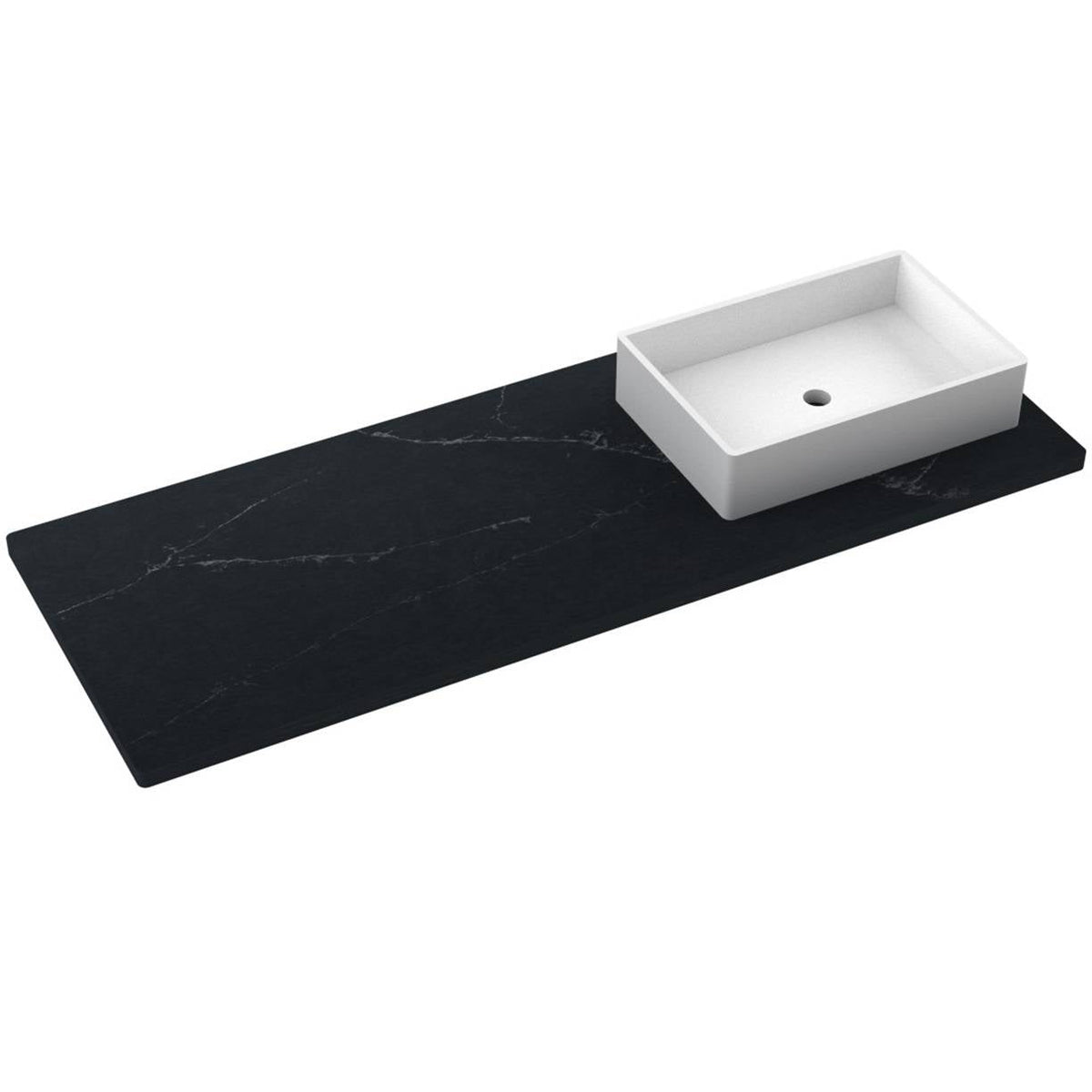 Vanderloc 61&quot; Silestone® Quartz Vanity Top Single Vigo Right Offset Sink – Eternal Charcoal – No Hole – Not Included
