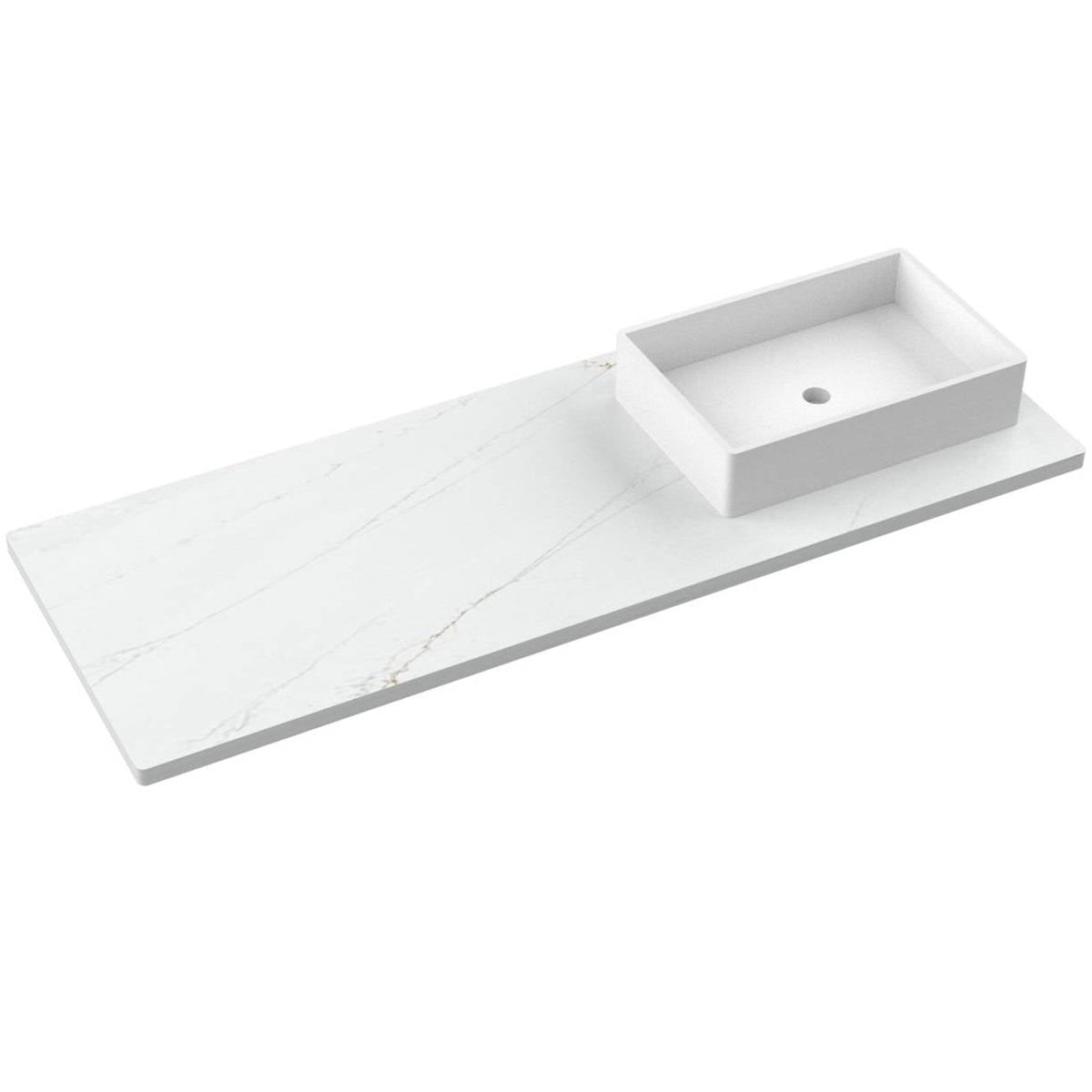 Vanderloc 61&quot; Silestone® Quartz Vanity Top Single Vigo Right Offset Sink – Ethereal Glow – No Hole – Not Included