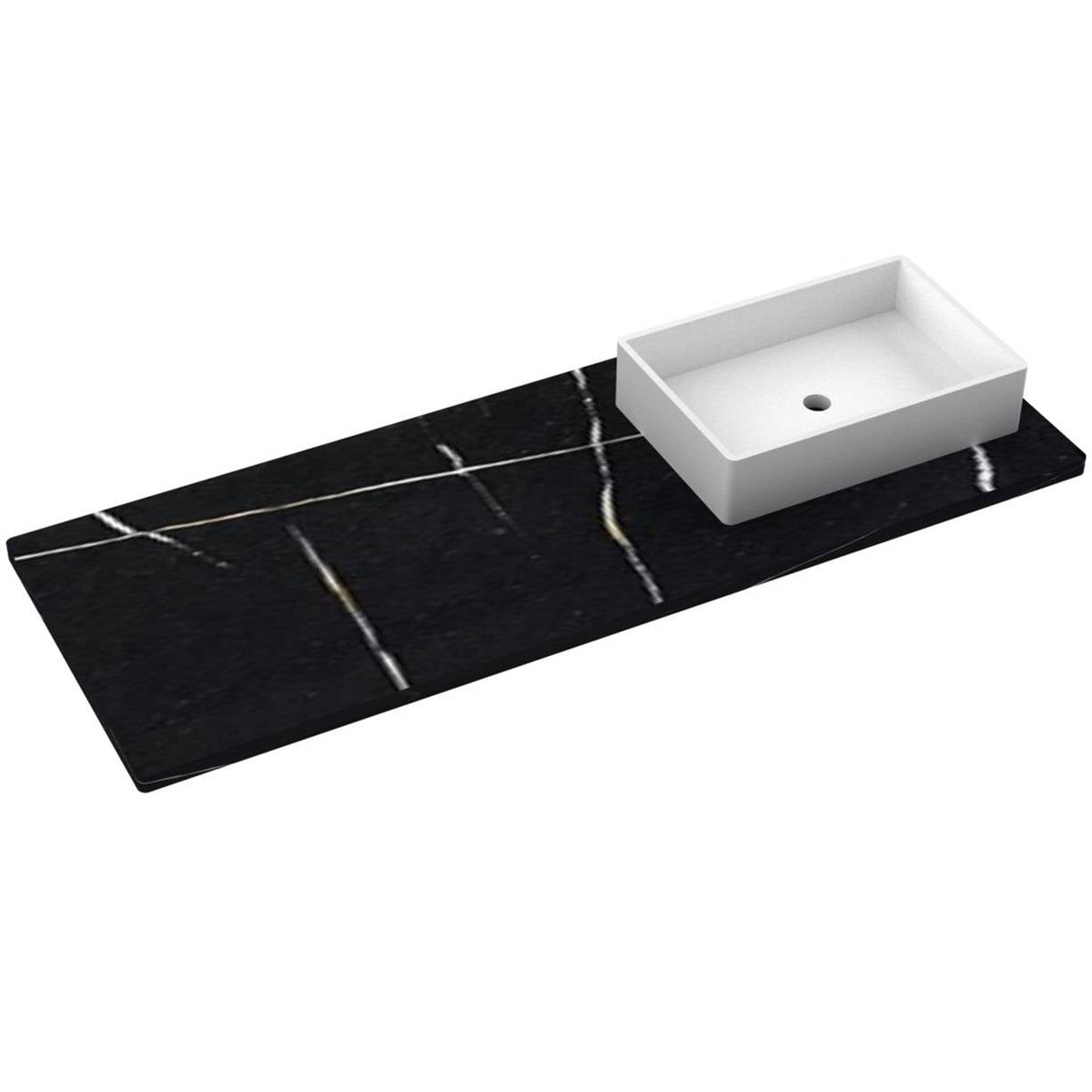Vanderloc 61&quot; Silestone® Quartz Vanity Top Single Vigo Right Offset Sink – Eternal Noir – No Hole – Not Included