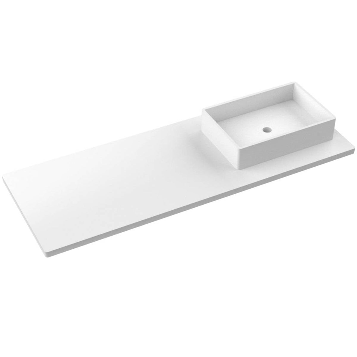 Vanderloc 61&quot; Silestone® Quartz Vanity Top Single Vigo Right Offset Sink – White Zeus – No Hole – Not Included