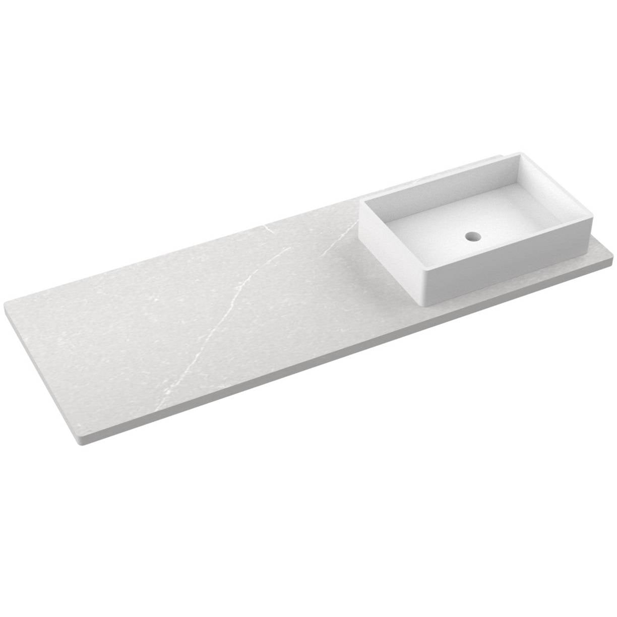 Vanderloc 61" Silestone® Quartz Vanity Top Single Vigo Right Offset Sink – Desert Silver – Single Hole – Not Included