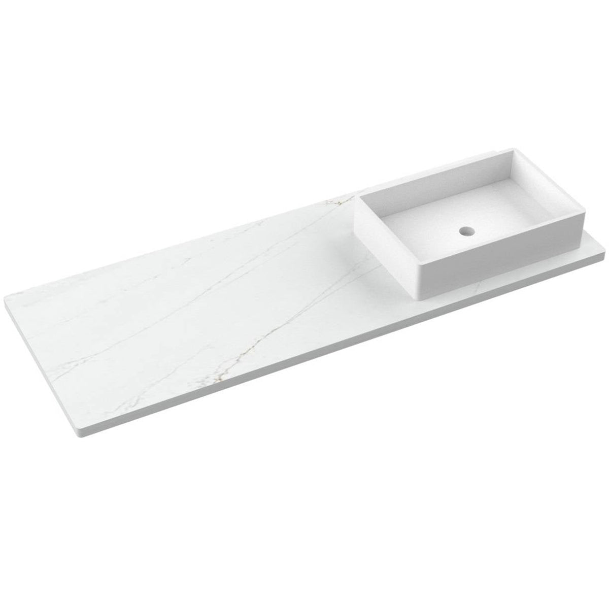 Vanderloc 61&quot; Silestone® Quartz Vanity Top Single Vigo Right Offset Sink – Ethereal Glow – Single Hole – Not Included